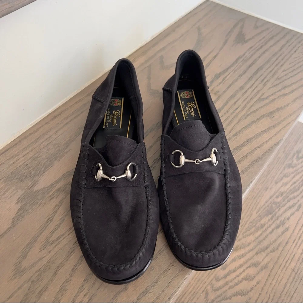 Gucci Gigi Horsebit 1953 Suede Mocassin Loafers in Black NWOB - Picture 4 of 8